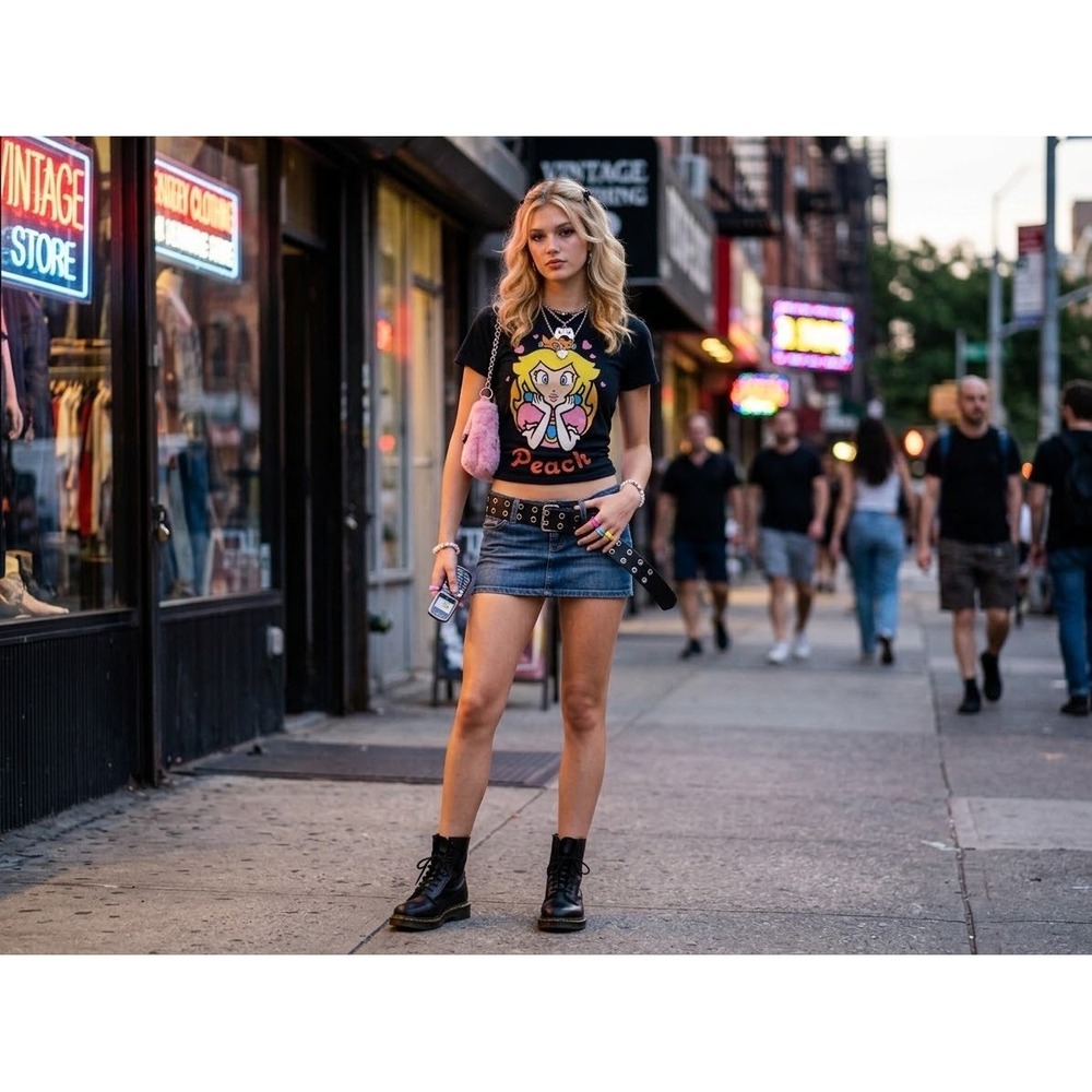 Official Nintendo Princess Peach Graphic T-Shirt Black Super Mario Bros Tee